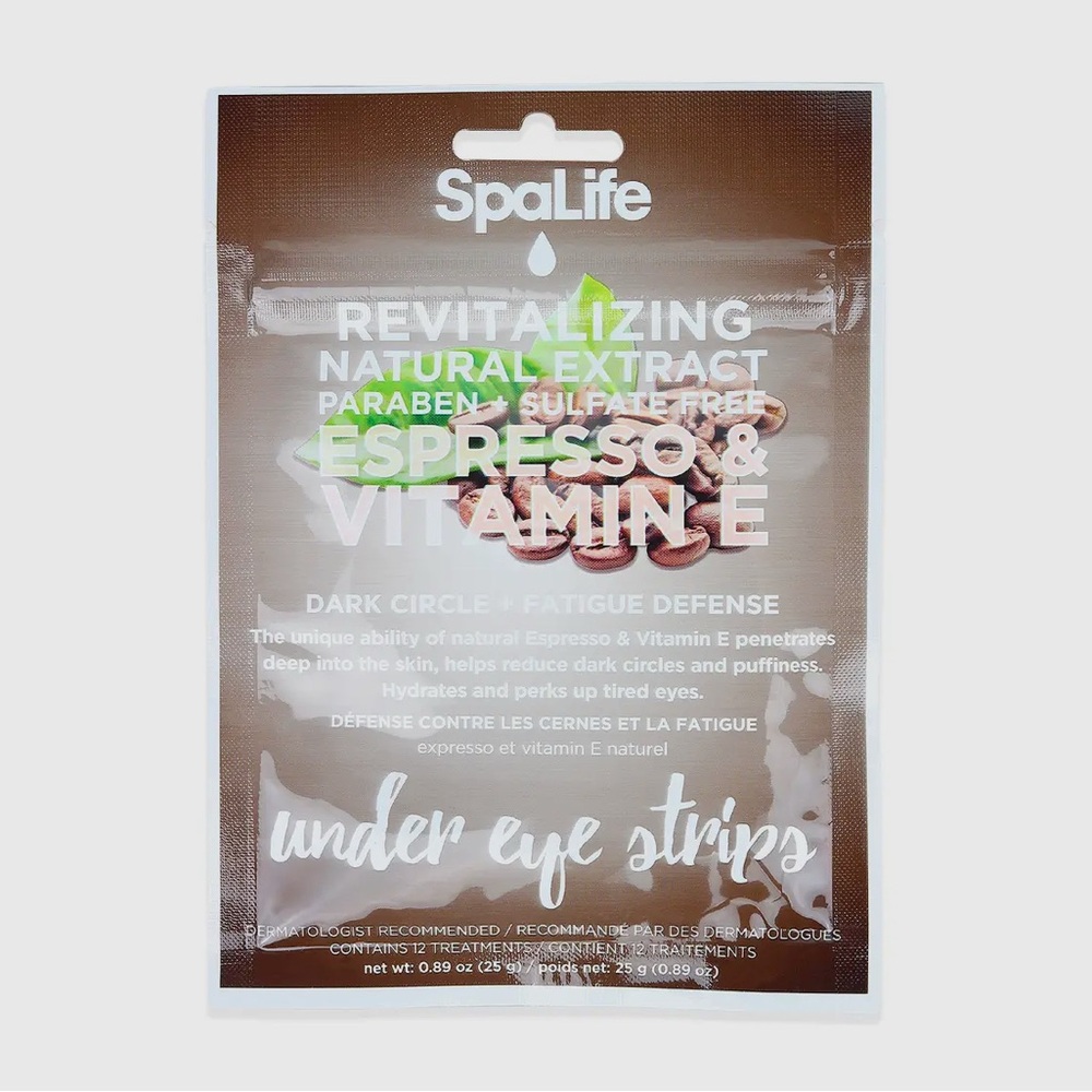 SpaLife Espresso Coffee Under Eye Strips 12ct NEW PC